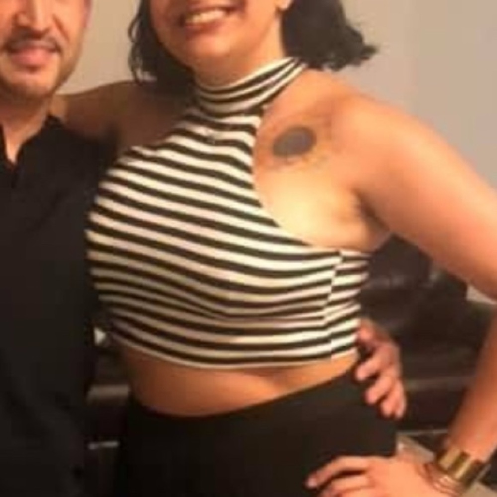 Foreign Exchange Black and White Crop Tank Top